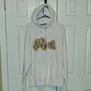 Palm Angels White Hoodie with Bear Graphic